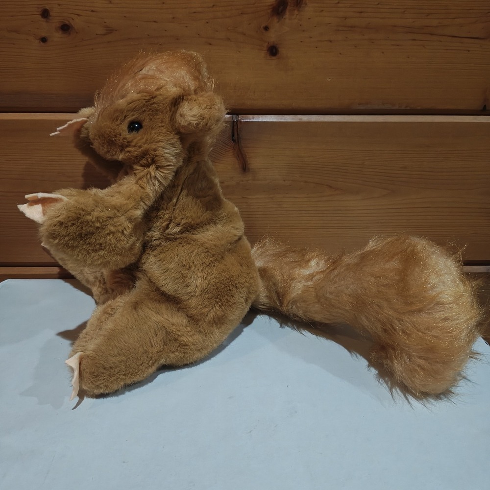 Vintage Hosung NY 10" Squirrel Brown Soft‎ Plush Fluffy Puppet 1981 Full Body E3